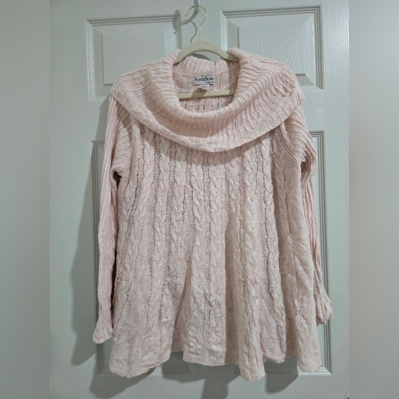 NorthStyle Sweaters - NorthStyle Women's Soft Pink Cable Knit Turtleneck Sweater